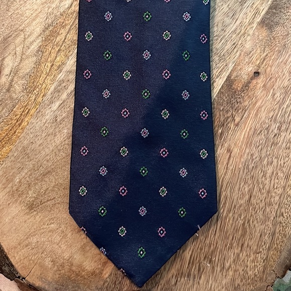 BROOKS BROTHERS Men silk Tie Graphic Rounds Floral Print Blue Multicolor $88 NEW - Picture 2 of 14